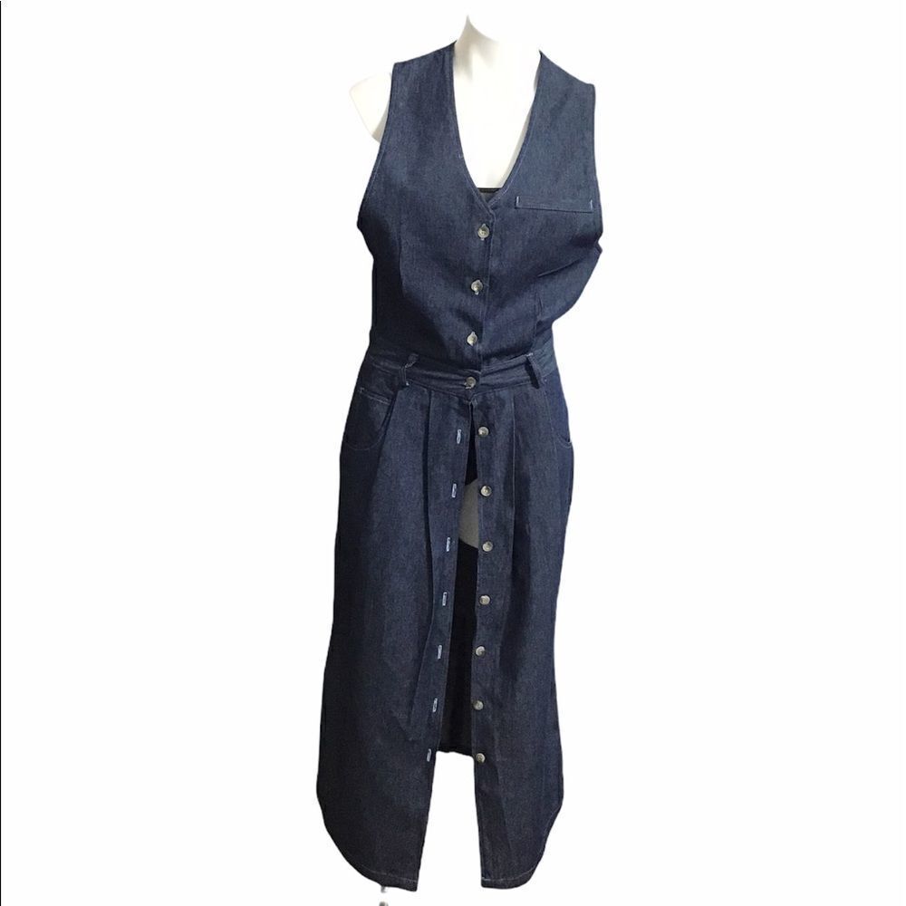 Woolrich Denim Sleeveless Button Down Maxi Dress